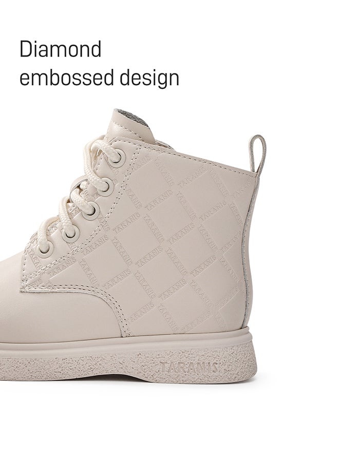 تارانيس حذاء تارانيس أبيض من الجلد للبنات - مبطن بشكل ماسي وناعم، مزود برباط للإغلاق - Image 5