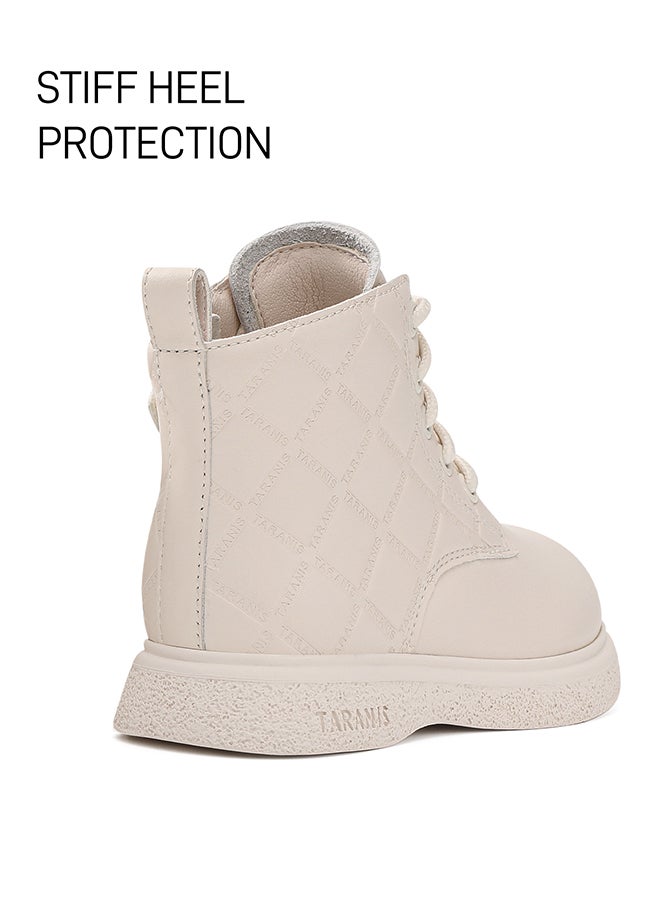 تارانيس حذاء تارانيس أبيض من الجلد للبنات - مبطن بشكل ماسي وناعم، مزود برباط للإغلاق - Image 4
