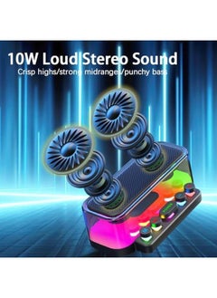 سوسيتي مكبر صوت بلوتوث 5.0 مكبر صوت لاسلكي محمول مع مكبرات صوت ستيريو 10 وات مع إضاءة RGB المحيطة، وقت تشغيل 5 ساعات، مكبرات صوت مقاومة للماء Ipx4 للأماكن الخارجية والداخلية  - Image 2