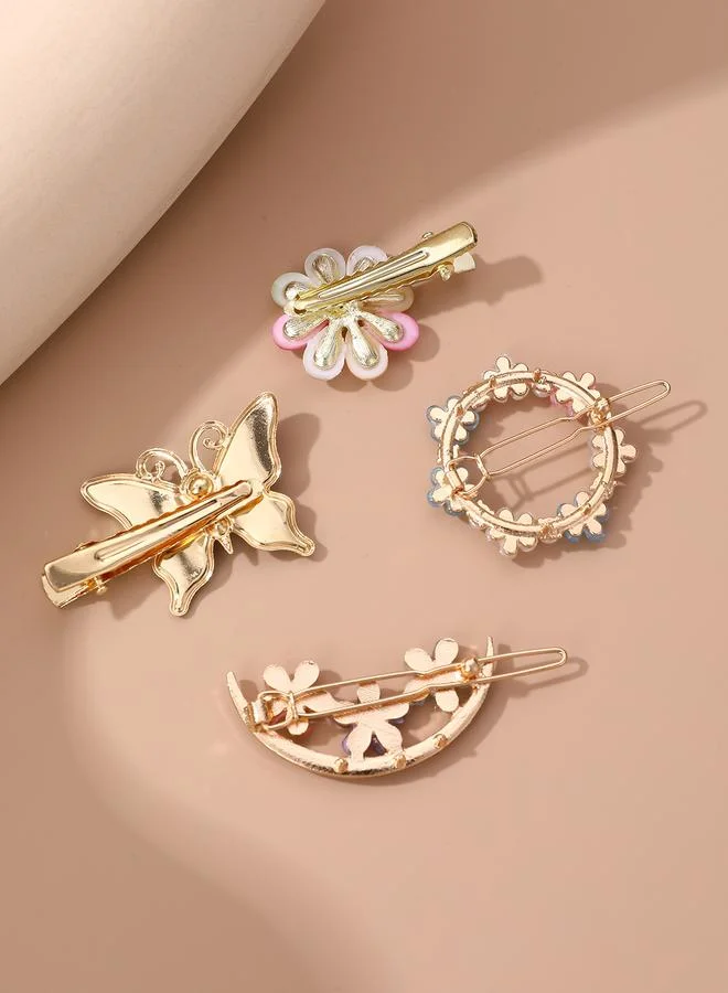 تايك تو Set of 4 - Embellished Flower Hair Clip