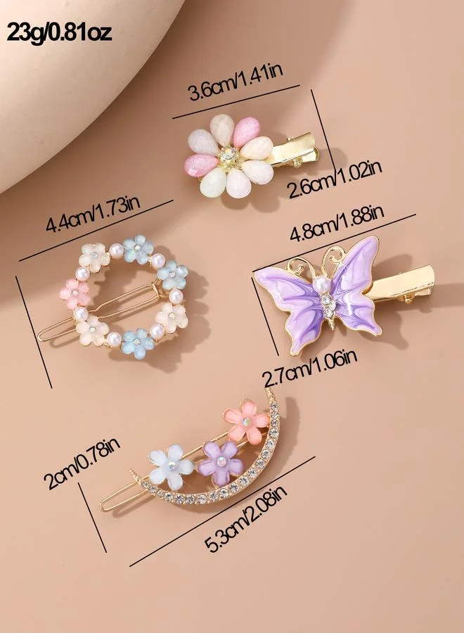 Take Two  Set of 4 - Embellished Flower Hair Clip for Women | Best Price UAE