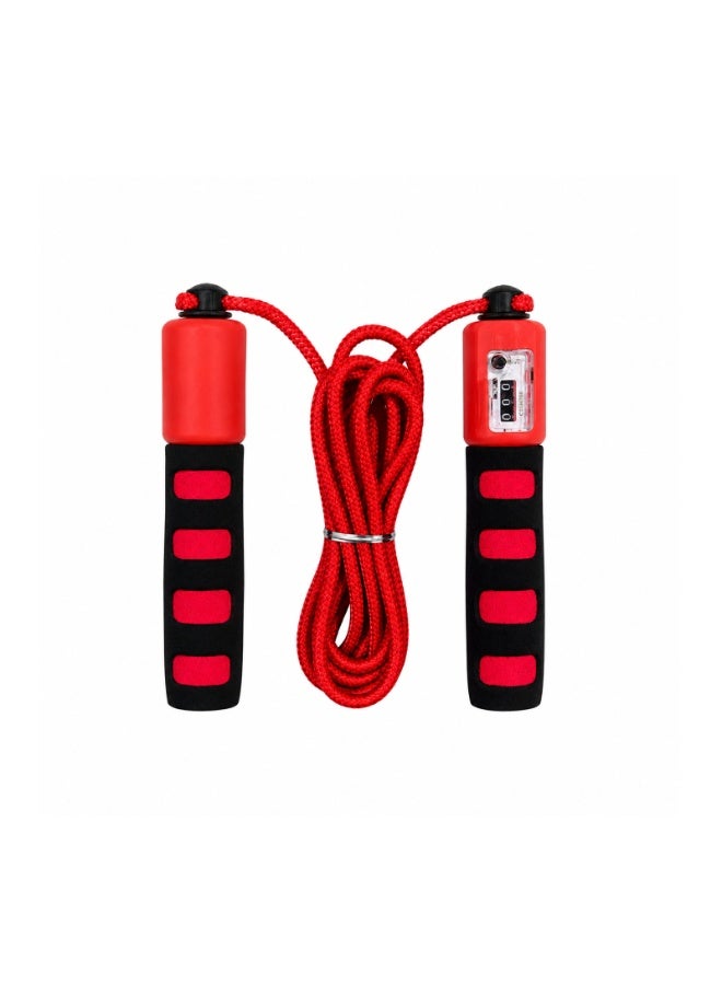Lacoz Adjustable Jump Rope with Mechanical Counter, Comfortable Non-Slip Handle Grips, Adjustable Skipping Rope for Fitness, Cardio, Weight Loss and Daily Exercise Red - Image 1
