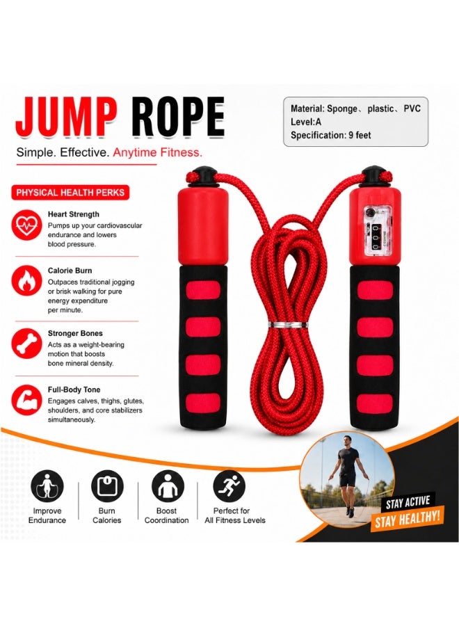 Lacoz Adjustable Jump Rope with Mechanical Counter, Comfortable Non-Slip Handle Grips, Adjustable Skipping Rope for Fitness, Cardio, Weight Loss and Daily Exercise Red - Image 5
