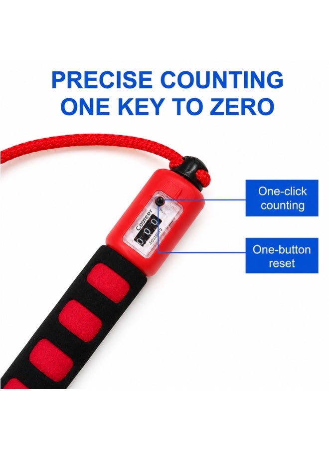 Lacoz Adjustable Jump Rope with Mechanical Counter, Comfortable Non-Slip Handle Grips, Adjustable Skipping Rope for Fitness, Cardio, Weight Loss and Daily Exercise Red - Image 4