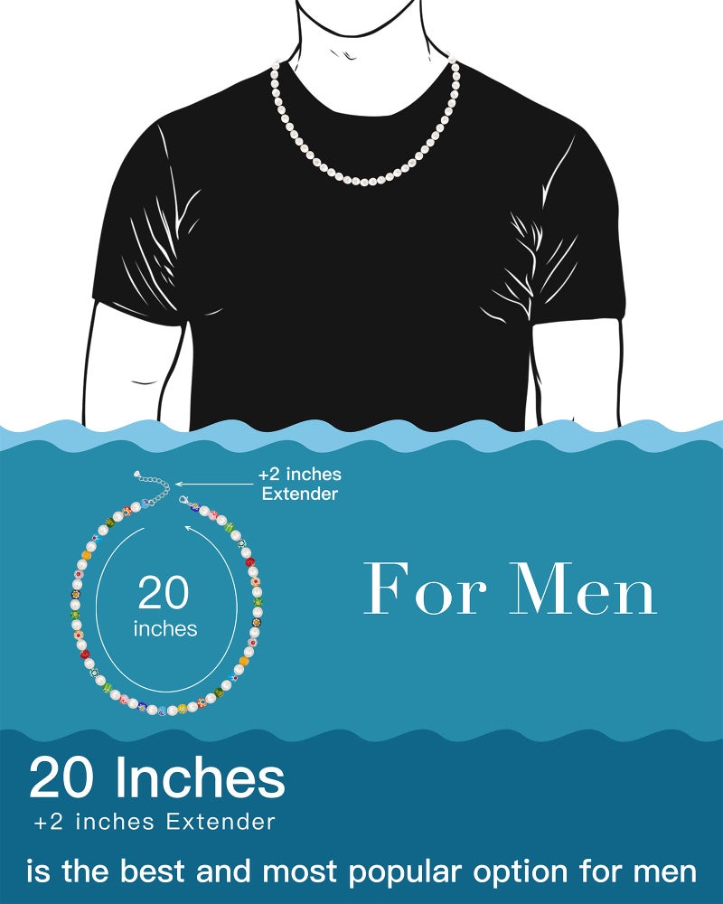 MIDDLUX Genuine Pearl Necklace for Women Men, 16 Inches Choker/ 20 Inches Necklace, 20 Inches Necklace, Pearl, No Gemstone - Image 4