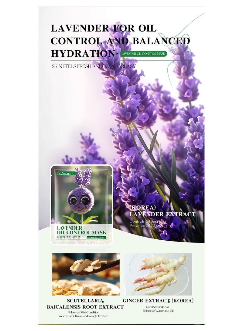 Kormesic Lavender Oil-Control Mask - 25ml x 5 Sheets  - Image 2