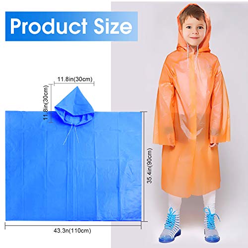 FISHOAKY Ponchos for Kids, Disposable Rain Ponchos Multi-Colored Raincoat for Camping Hiking Traveling Backpacking for Boys Girls, 4 Pack - Image 2