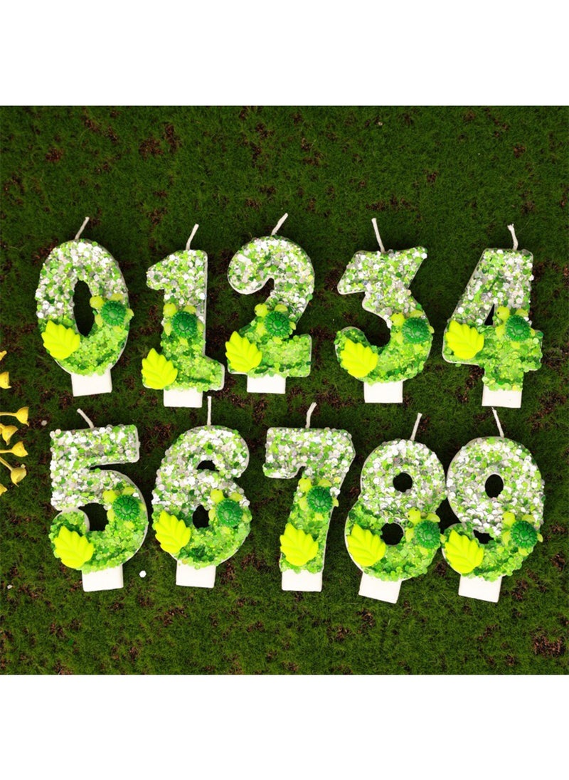 l&wen Number Birthday Candle, Green Number Cake Candles for Birthday, Weddings, Anniversaries and Theme Party Decorations 7cm (Number 9)  - Image 2