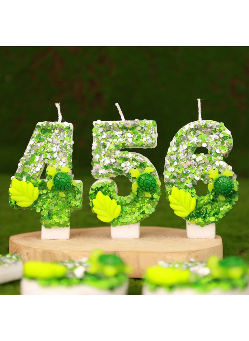 l&wen Number Birthday Candle, Green Number Cake Candles for Birthday, Weddings, Anniversaries and Theme Party Decorations 7cm (Number 9)  - Image 4