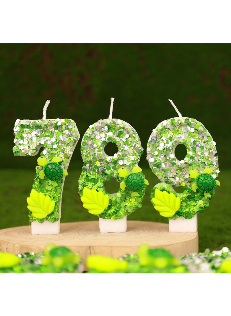 l&wen Number Birthday Candle, Green Number Cake Candles for Birthday, Weddings, Anniversaries and Theme Party Decorations 7cm (Number 9)  - Image 5