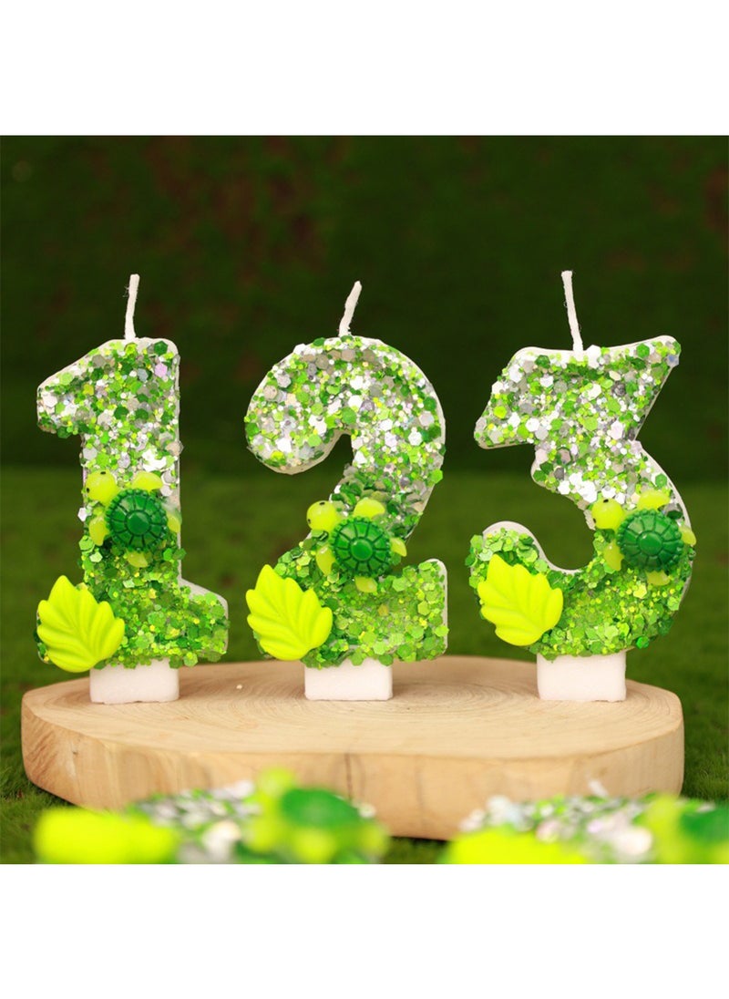 l&wen Number Birthday Candle, Green Number Cake Candles for Birthday, Weddings, Anniversaries and Theme Party Decorations 7cm (Number 9)  - Image 3