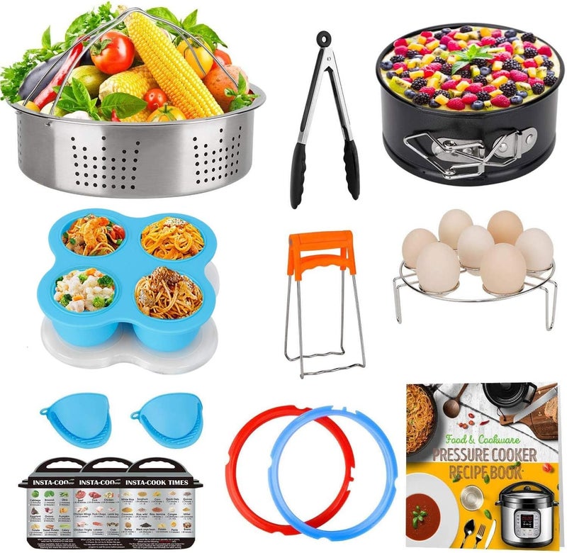 Acnusik 3 Qt Accessories Set for Pot, Compatible with Pot Accessories 3 Quart Only, Mini Accessory Including Sealing Ring Steamer Basket Springform Pan Egg Rack Trivet - Image 1