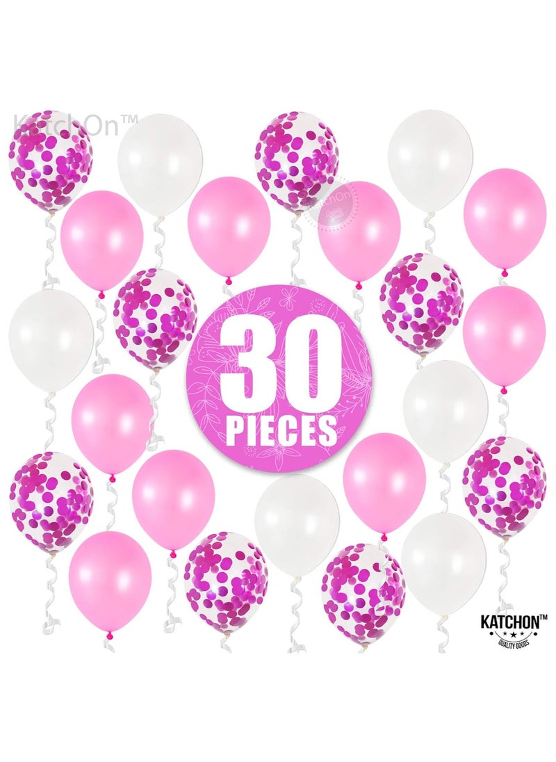 KATCHON Pink White and Pink Confetti Latex Balloons Kit Pack of 30 | Pink White Helium Balloons for Girl Birthday Decoration  - Image 3