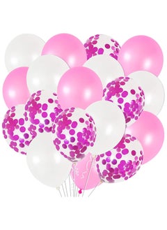 KATCHON Pink White and Pink Confetti Latex Balloons Kit Pack of 30 | Pink White Helium Balloons for Girl Birthday Decoration  - Image 1