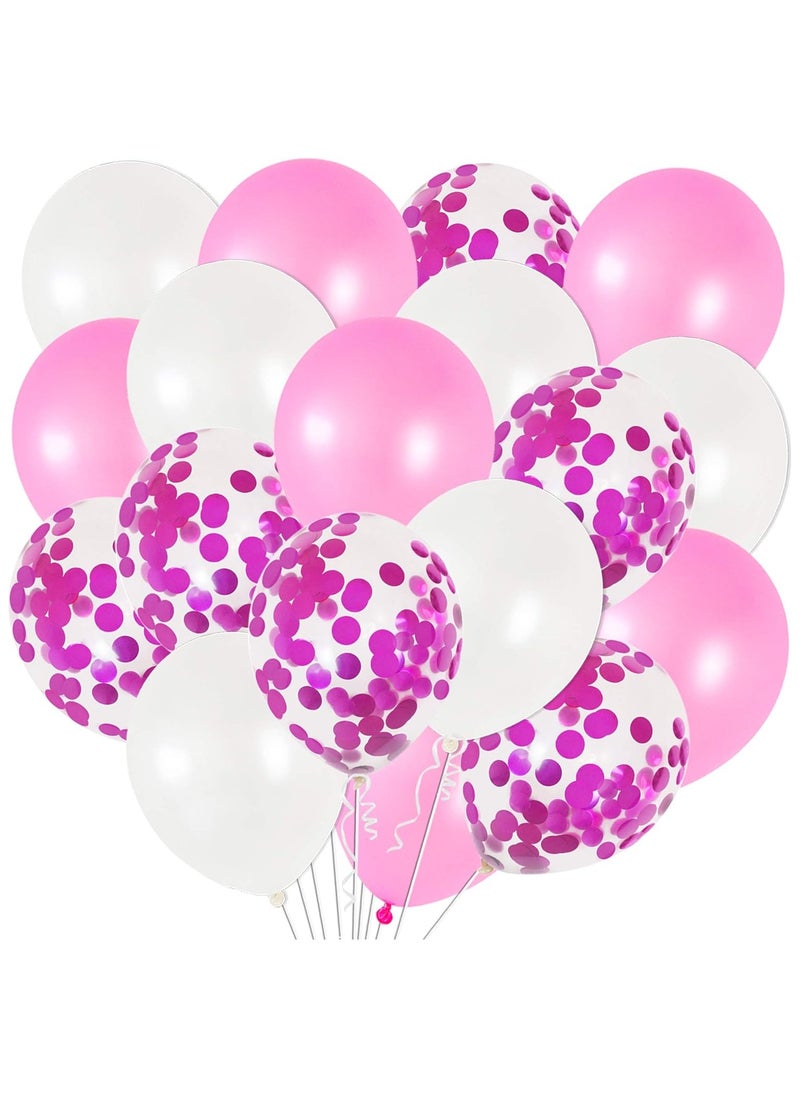 KATCHON Pink White and Pink Confetti Latex Balloons Kit Pack of 30 | Pink White Helium Balloons for Girl Birthday Decoration  - Image 1