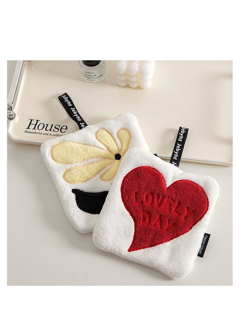 2 pcs Hand towel can be hung without shedding hair, super absorbent kitchen supplies, embroidered square towel, hand towel - Image 2