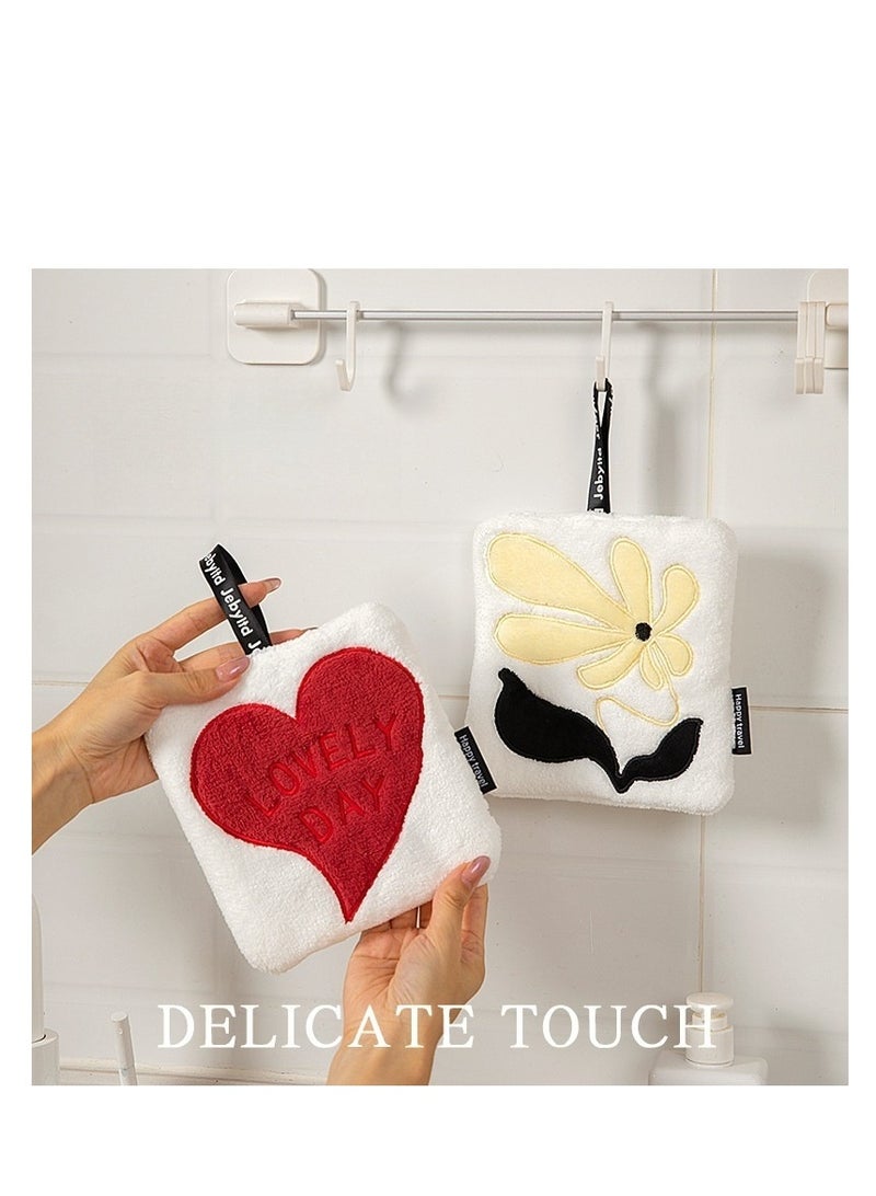 2 pcs Hand towel can be hung without shedding hair, super absorbent kitchen supplies, embroidered square towel, hand towel - Image 3