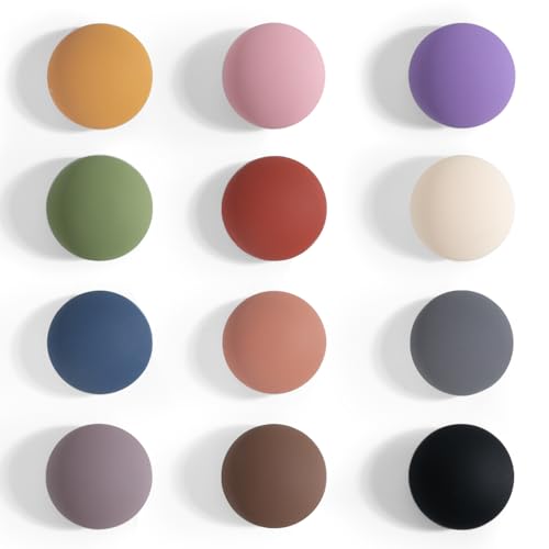 rhinocats 12Pcs Fridge Magnets,Locker Decor, Colorful Decorative Matte hemispheric Refrigerator Magnets, Cute Strong Whiteboard Magnets for Classroom Kitchen Office - Image 1