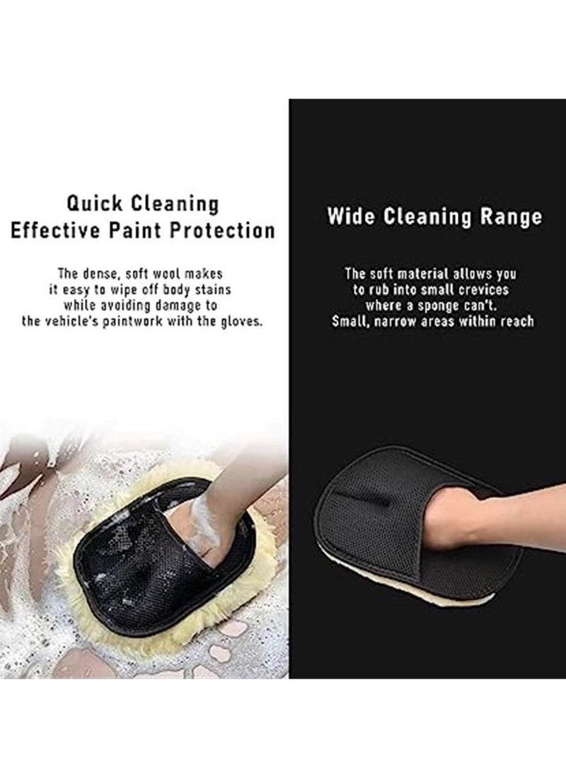 Generic Lamb Wool Car Wash Mitt, Scratch & Lint Free Scrubber High Density Detailing Mitt, Advanced Soft Smooth Vehicle Care Buffing Cleaning Waxing, Not Hurt The Body of Car  - Image 5