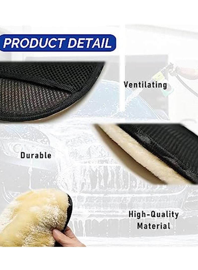 Generic Lamb Wool Car Wash Mitt, Scratch & Lint Free Scrubber High Density Detailing Mitt, Advanced Soft Smooth Vehicle Care Buffing Cleaning Waxing, Not Hurt The Body of Car  - Image 4
