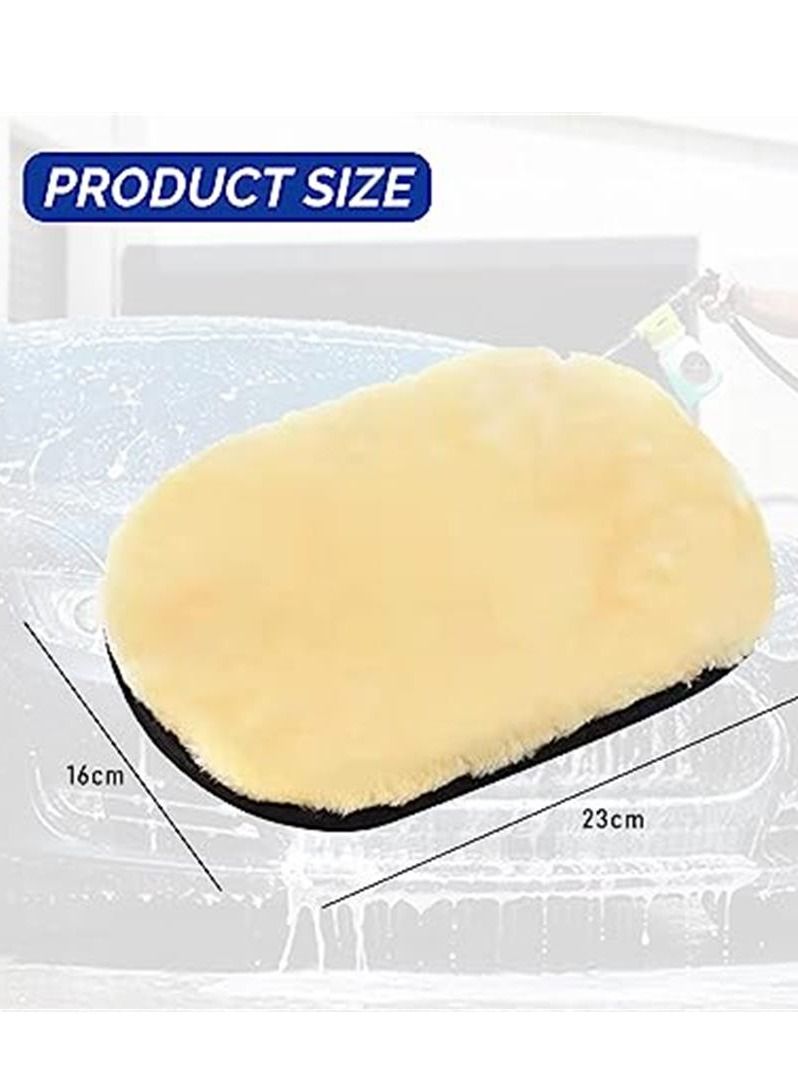 Generic Lamb Wool Car Wash Mitt, Scratch & Lint Free Scrubber High Density Detailing Mitt, Advanced Soft Smooth Vehicle Care Buffing Cleaning Waxing, Not Hurt The Body of Car  - Image 2