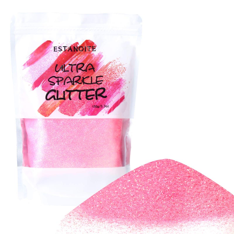 150g Extra Fine Iridescent Glitter Rainbow Ultra Fine Glitter Powder for Resin Tumblers Makeup Face Eye Hair Body Crafts Painting Arts Nail Art DIY Decoration Light Pink