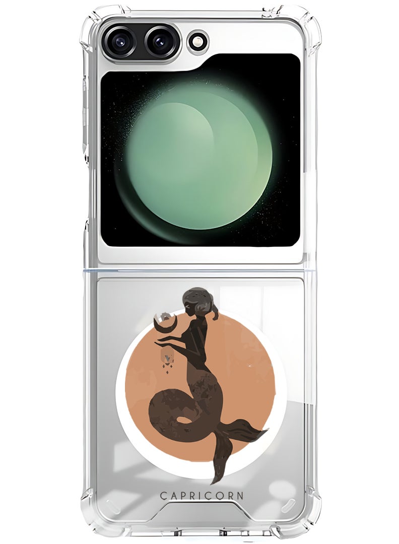 Theodor Magnetic Case for Samsung Galaxy Z Flip 5 Compatible with MagSafe Wireless Charging, Shockproof Phone Bumper Cover Capricorn - Image 1