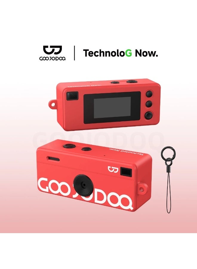 GOOJODOQ Thumb Camera Retro CCD Mini Digital Camera with CCD Sensor, Portable Pocket Camera, Supports Up to 32GB TF Memory Card, Vintage Style Mini Camera with Keychain Pendant for Travel, Daily Photography, Vlogging, Social Media Content Creation, Red - Image 1