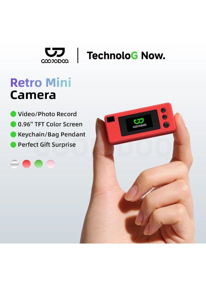 GOOJODOQ Thumb Camera Retro CCD Mini Digital Camera with CCD Sensor, Portable Pocket Camera, Supports Up to 32GB TF Memory Card, Vintage Style Mini Camera with Keychain Pendant for Travel, Daily Photography, Vlogging, Social Media Content Creation, Red - Image 2
