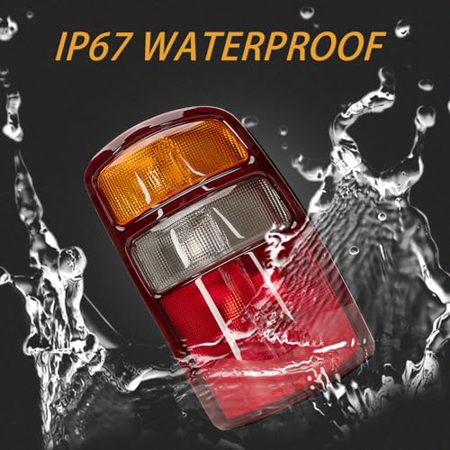 MiKaFex Tail Light Housing Compatible With 2000-2006 Chevy Tahoe Suburban 1500 2500 GMC Yukon Driver and Passenger Side Three-color Red Border Rear Brake Lamps Rear Brake Lamps - Image 4