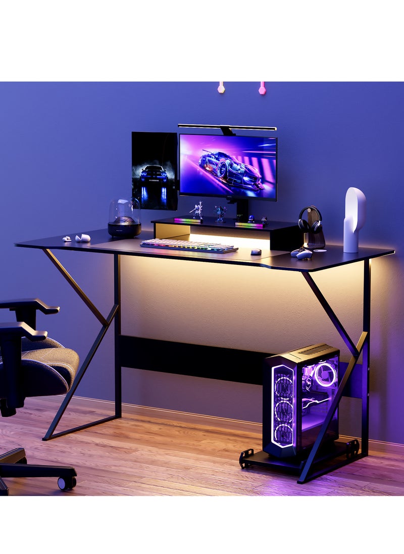 ZERIFAM - Desktop Computer Desk Gaming Desk With Large Monitor Stand,Simple Game Table For Home Bedroom Table, Student Writing Study Desk 140X60X73 Cm - Image 1