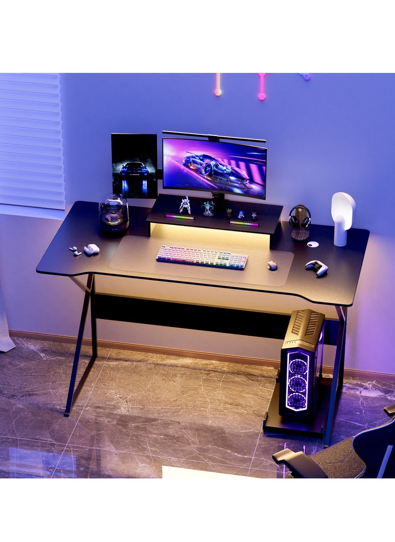 ZERIFAM - Desktop Computer Desk Gaming Desk With Large Monitor Stand,Simple Game Table For Home Bedroom Table, Student Writing Study Desk 140X60X73 Cm - Image 1
