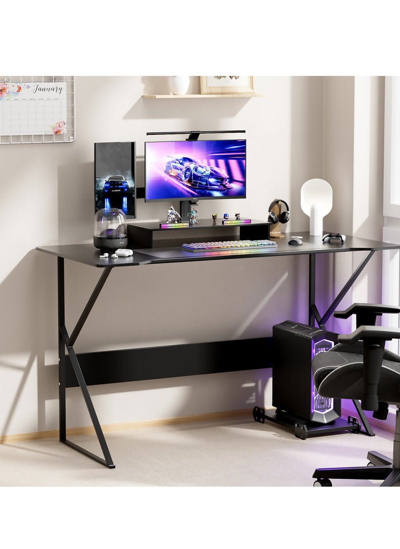 ZERIFAM - Desktop Computer Desk Gaming Desk With Large Monitor Stand,Simple Game Table For Home Bedroom Table, Student Writing Study Desk 140X60X73 Cm - Image 1