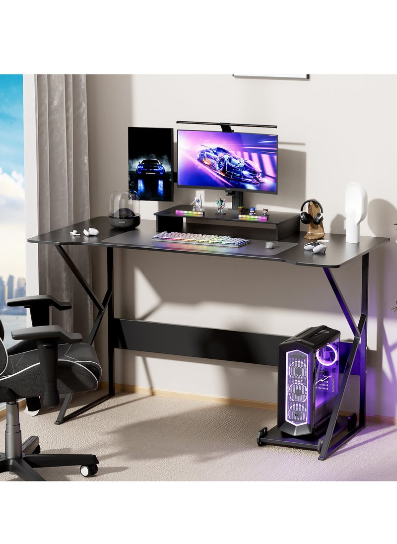 ZERIFAM - Desktop Computer Desk Gaming Desk With Large Monitor Stand,Simple Game Table For Home Bedroom Table, Student Writing Study Desk 140X60X73 Cm - Image 1