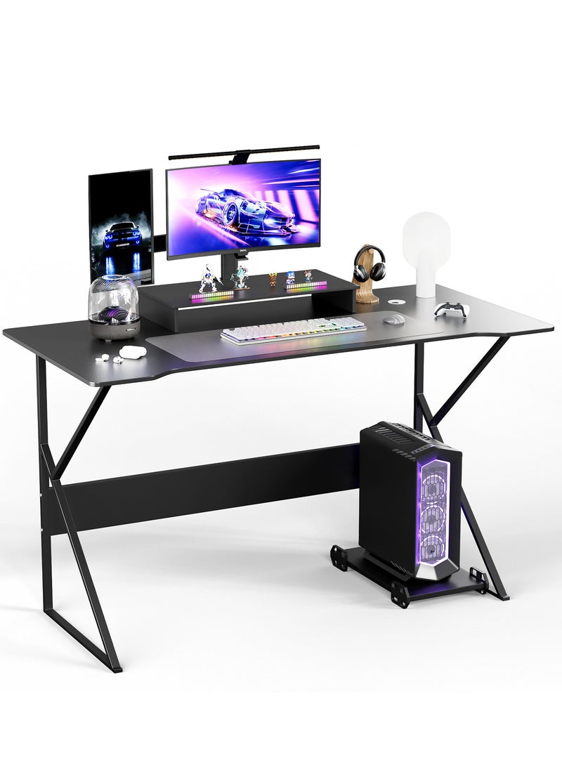 ZERIFAM - Desktop Computer Desk Gaming Desk With Large Monitor Stand,Simple Game Table For Home Bedroom Table, Student Writing Study Desk 140X60X73 Cm - Image 1