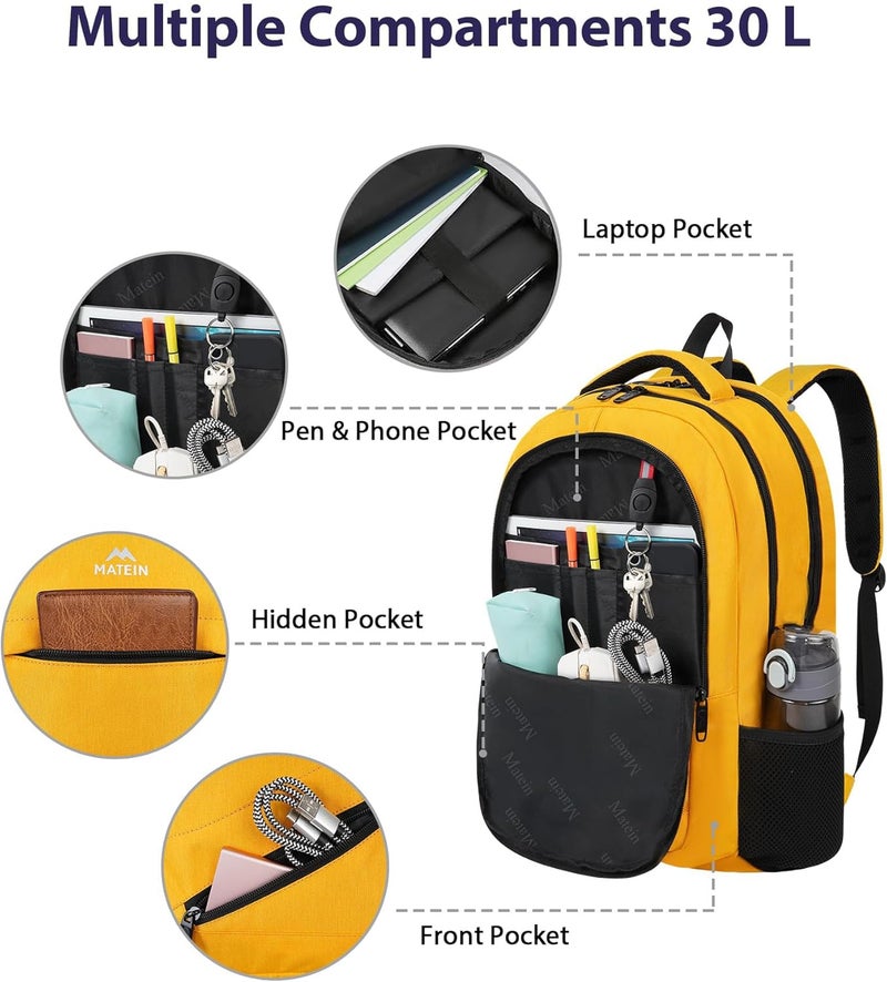 MATEIN Travel Backpack, Large Travel Backpack for Women & Men Airline Approved, Carryon Backpack with Laptop Compartment TSA Approved, Water Resistant Sturdy 17 inch Laptop Bag - Image 5