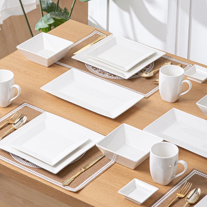 Porlien 12inch White Porcelain Serving Platters for Party Wedding and Entertaining Rectangular Serving Plates Set of 3 Serving Tray for Dinner Appetizers and Desserts - Image 4