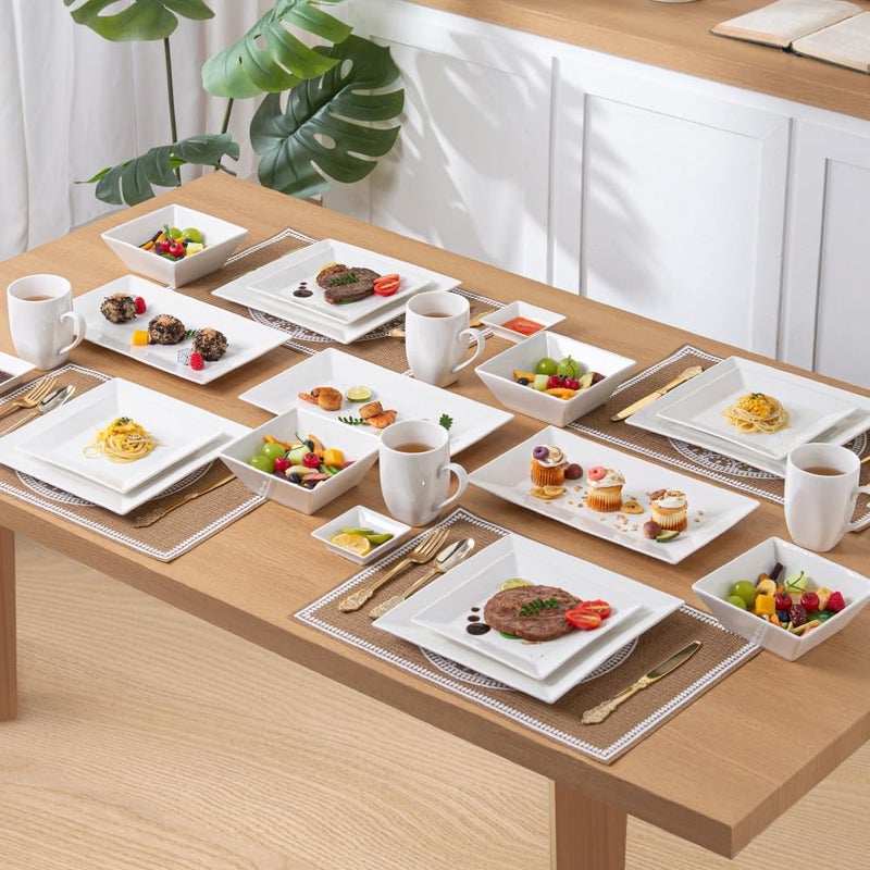 Porlien 12inch White Porcelain Serving Platters for Party Wedding and Entertaining Rectangular Serving Plates Set of 3 Serving Tray for Dinner Appetizers and Desserts - Image 5