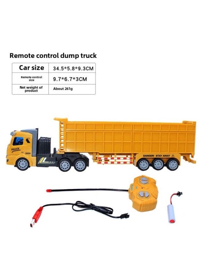 Wireless Rc Rc Car Semitrailer Trucks Heavy Transport Truck Dump Truck Boy Toy-Color:Yellow Short Head Yellow Cabinet  - Image 1