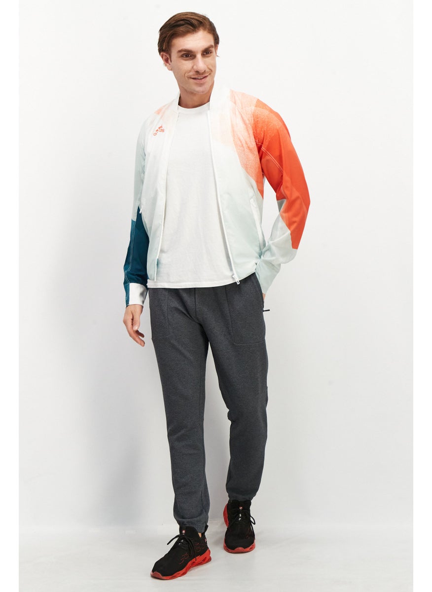Adidas Men Sportswear Fit Long Sleeve Training Windbreaker Jacket, White  - Image 3