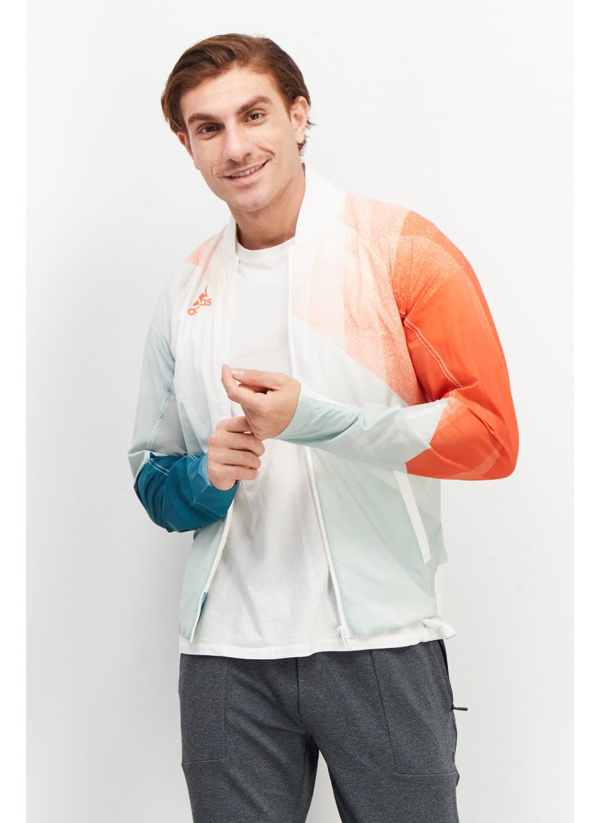 Adidas Men Sportswear Fit Long Sleeve Training Windbreaker Jacket, White  - Image 1