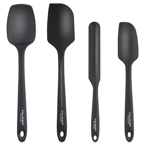 Culinary Couture 4-Piece Black Baking Spatula Set - Holiday Baking Essentials, Rubber Spatulas Silicone Heat Resistant, BPA-Free - Spatula Set for Nonstick Cookware - Silicone Baking Utensils - Image 1