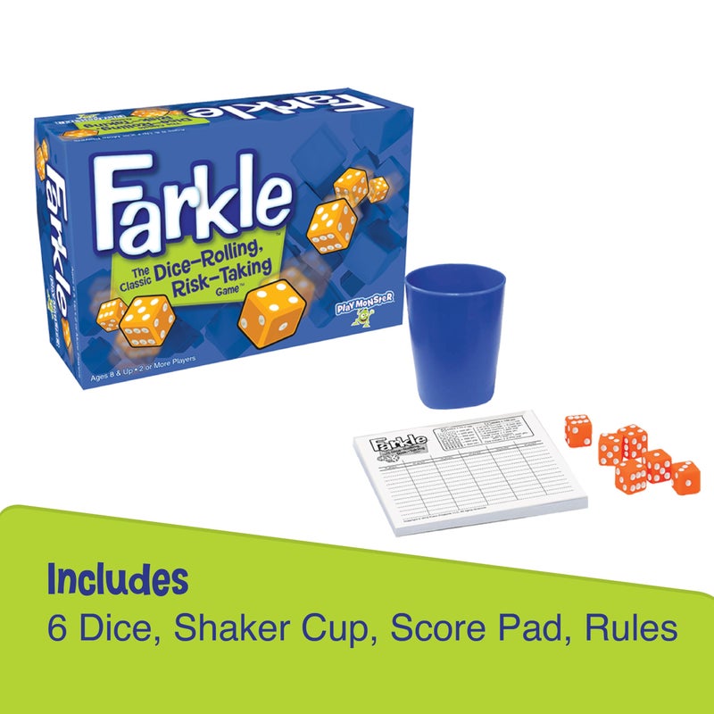 PlayMonster Farkle Classic Dice Games â€“ Kids, Family Games, Travel Game, Adult Games, Board Game, Dice Cup, Dice Set, Farkle Score Sheets Included, Ages 8+ - Image 2
