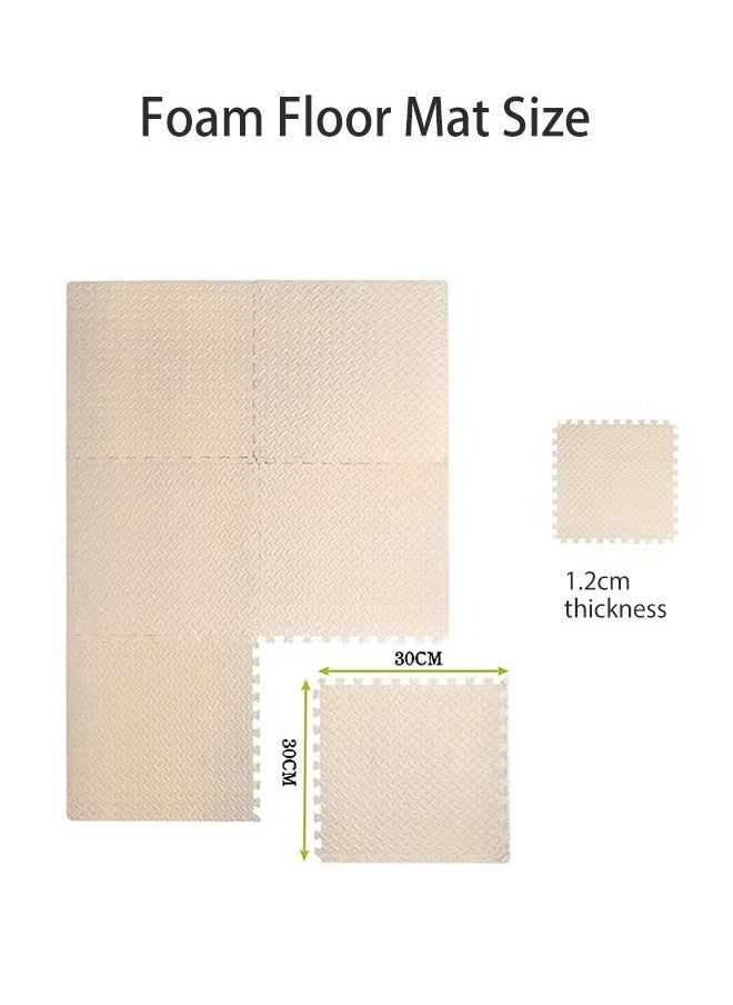 Gerenic 12 Pcs Foam Floor Mats, Interlocking Exercise Mats, EVA Foam Mats, Extra Thick Puzzle Gym Mat, Home Bedroom Floor Mat, Foam Interlocking Floor Tiles, Protective Floor Mat, Flooring Exercise Equipment Mat for Home Gym Equipment, Multi-purpose Patchwork Flooring, Durable Non-Skid Texture, Baby Family Safe, Easy to Assemble(Beige, 30x30cm)  - Image 2