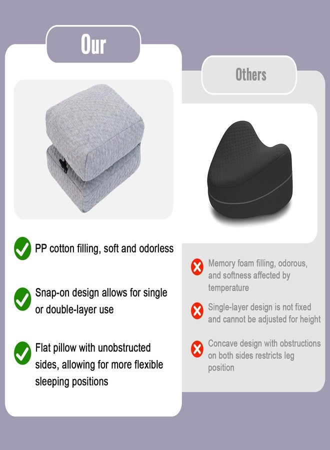 RoamReady Knee Pillow for Side Sleepers, Leg and Ankle Support Pillow for Hip Pain Smooth Spine Alignment for Better Sleep, Ideal Pillows for Side Sleeping Knee and Back Pain Relief, Light Gray - Image 4