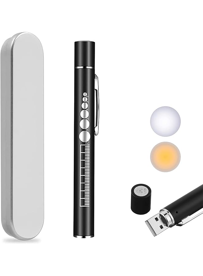 promass Mini Flashlight, USB Rechargeable Dual Light Source Pocket Small Handy LED Torch Pen Flashlight with Stainless Steel Clip, for Home and Outdoor Activities