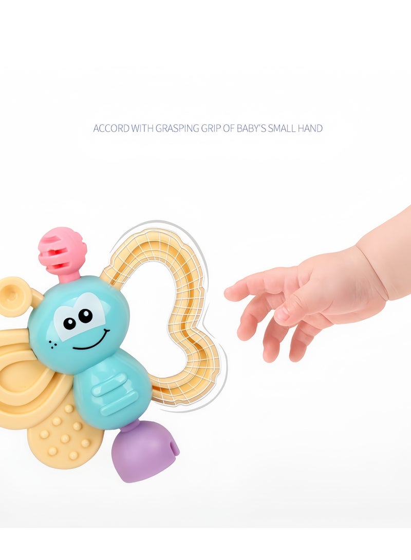 7pcs Baby Rattle Toy, Infant Teething Toys, Grab and Spin Rattles Sensory Toy Set, Food Grade Silicone + High Quality ABS Material, Macaron Color, Baby Toys Gift for Babies 0-2 year old Boys Girls, Early Educational Toy Set.  - Image 5