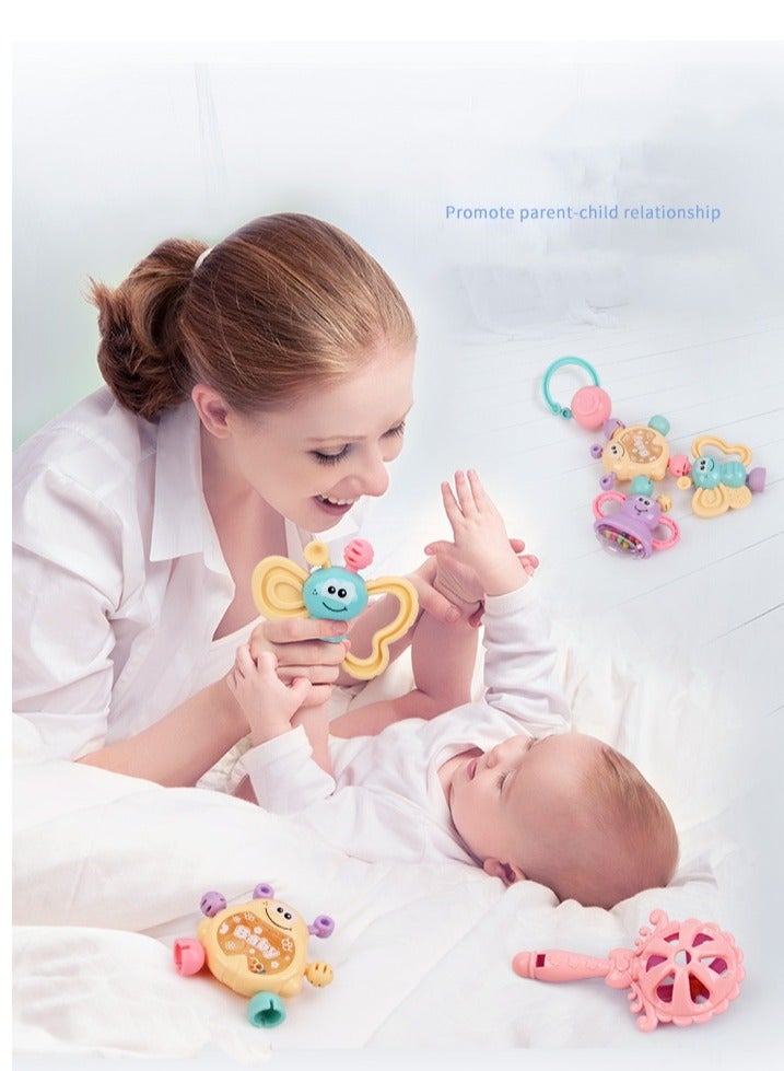 7pcs Baby Rattle Toy, Infant Teething Toys, Grab and Spin Rattles Sensory Toy Set, Food Grade Silicone + High Quality ABS Material, Macaron Color, Baby Toys Gift for Babies 0-2 year old Boys Girls, Early Educational Toy Set. - Image 4