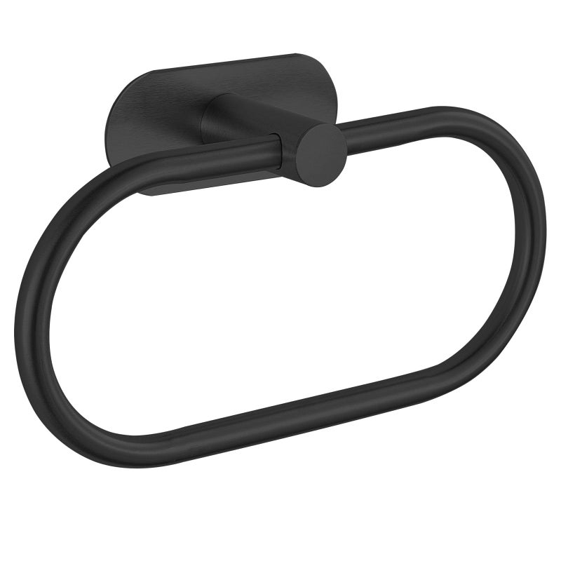 Towel Bar/Bath Towel Ring, Self Adhesive Hand Towel Ring for Bathroom, Stainless Steel Sticky Hand Towel Holder, No Drilling Modern Round Towel Hanger Wall Mounted (Black)