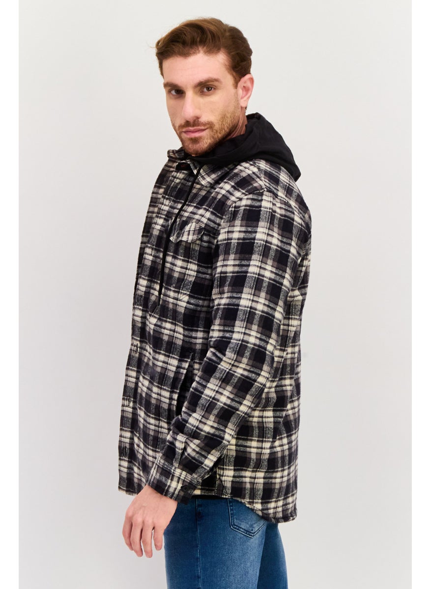 Men Hooded Plaid Jacket Shirt, Black - pzsku/ZC4EC6A8E768942F22346Z/45/_/1737642058/6e7ebe3f-247f-4c54-bfb2-86f5afe4f31d